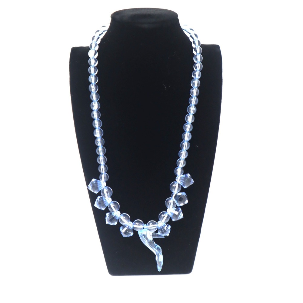 Cinderella Slipper Necklace Prom Halloween Jewelry Stretch Plastic Kidcore Blue